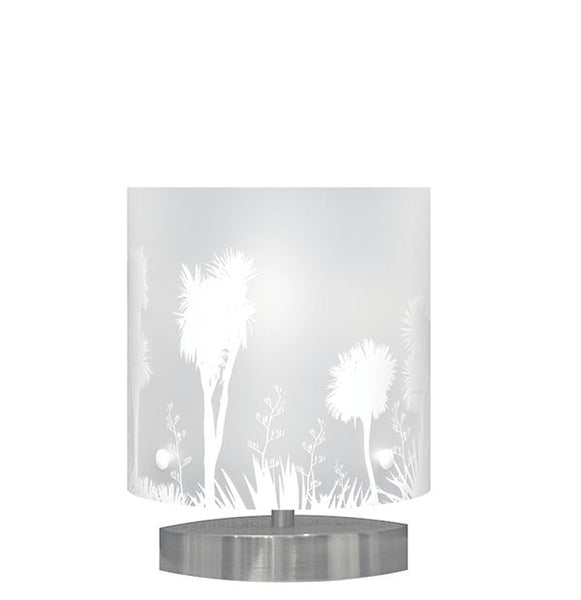 Small Tī kōuka, Cabbage Tree Table Lamp, White Silhouette - Zamm Lights