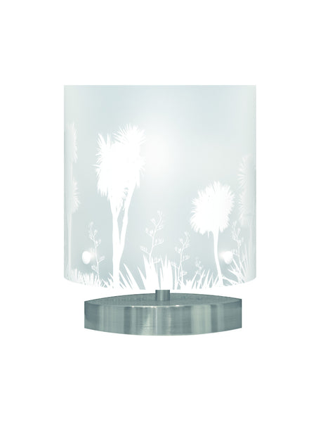 Small Tī kōuka, Cabbage Tree Table Lamp, White Silhouette - Zamm Lights